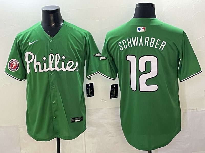 Men 2026 Philadelphia Phillies #12 Schwarber Green Game Nike MLB Jersey style 0019->philadelphia phillies->MLB Jersey